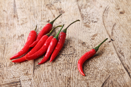 Red Hot Chili Peppers on wooden backgroundの写真素材