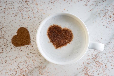 hot drink with heart shape cocoa markの写真素材