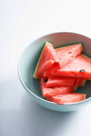 Watermelon. Slices of fresh watermelon on white backgroundの写真素材