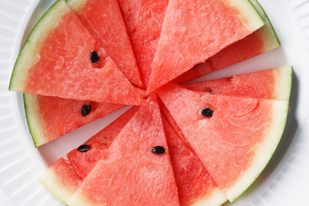 Watermelon. Slices of fresh watermelon on white backgroundの写真素材