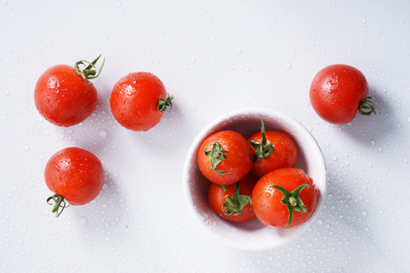 Tomatoes. red ripe tomatoes on white background.の写真素材