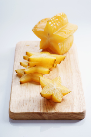 Star fruit, starfruit, carambola on white backgroundの写真素材