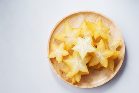 Star fruit, starfruit, carambola on white backgroundの写真素材