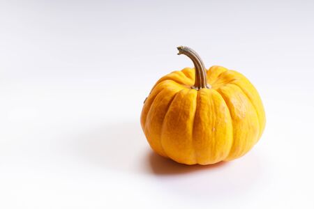 orange pumpkin on white marble backgroundの写真素材