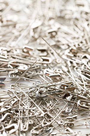 stainless safety pins. Selective focus.の写真素材