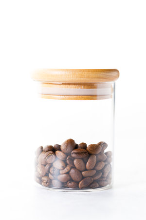 Aromatic flavorful Roasted Specialty Coffee Beans on white Backgroundの写真素材