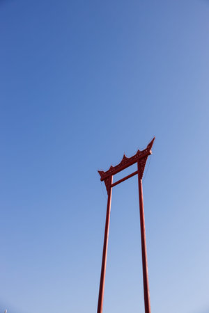 Sao Chingcha (The Giant Swing post) in morning, famous tourist destination in Bangkok, Thailand.
