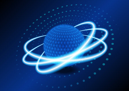 Pattern planet with ring on blue background. technology background concept. Vector illustration.のイラスト素材