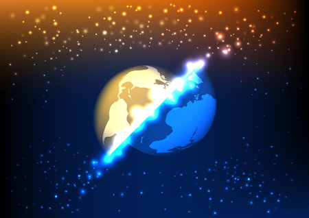 Abstract conflict world on blue background. technology background concept. Vector illustration.のイラスト素材