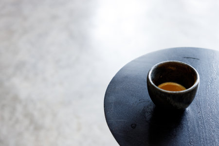 Cup of coffee on table. Selective focus.の写真素材