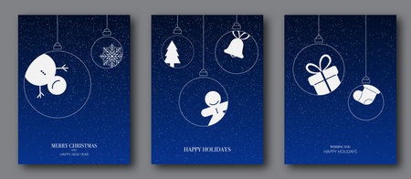 Merry Christmas and Happy new year card set Vector illustration.のイラスト素材