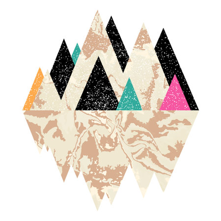 Geomerty design composition.Vector geometric triangle background, abstract mountains.Conceptual marble background.Flat design, with minimal elements.Use for card, poster,banner,web.のイラスト素材