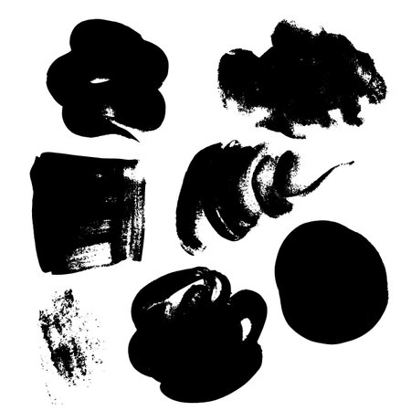 Free paint strokes in black paint. Set Ink brush strokes with rough edges.のイラスト素材