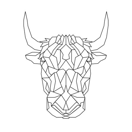 Polyogonal bull. Vector linear illustration.のイラスト素材