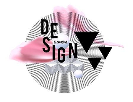 Abstract composition with flora elements and geometric shapes.のイラスト素材