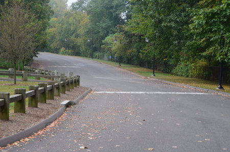 A speed bump on a park road