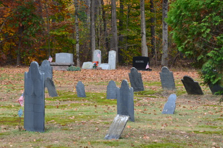 Old grave yard in Vermont in autumn 2014 with graves from 1700 to 1800のeditorial素材