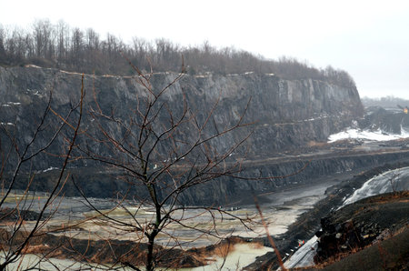 Stone quarry in winter
