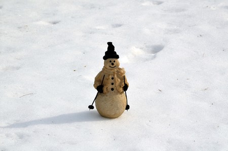 Snowman in the snowの写真素材