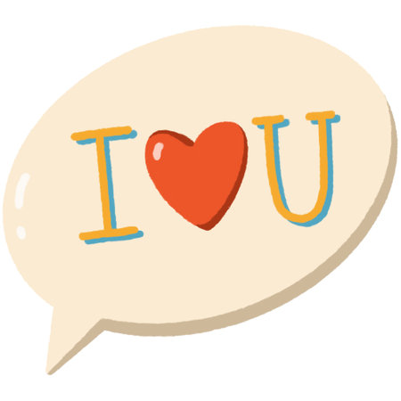 Illustration with isolated beige speech bubble with inscription i love you with red heart on white backgroundの写真素材