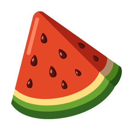 Slice of Juicy Watermelon with seeds. Cartoon vector isolated illustration on white backgroundのイラスト素材