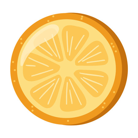 Juicy fresh orange slice. Cartoon style vector illustration on white backgroundのイラスト素材