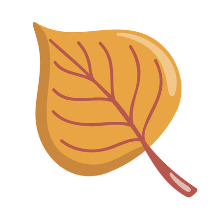 Autumn illustration of a golden poplar leaf. Cozy fall element. Cartoon vector illustration on white background.のイラスト素材