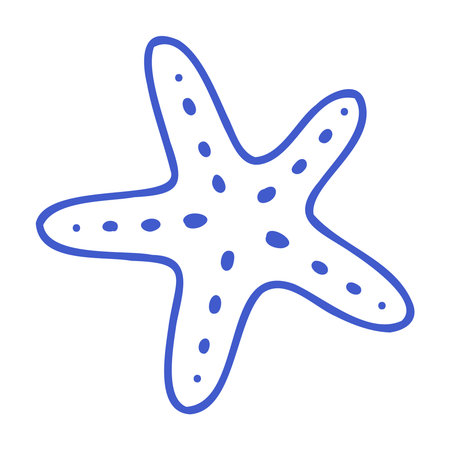 Starfish in marine blue line art style. Vector editable stroke outline. Minimalist icon illustration.のイラスト素材