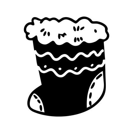 Christmas stocking doodle vector illustration on white background.のイラスト素材