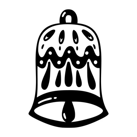Christmas bell doodle vector illustration on white background.のイラスト素材