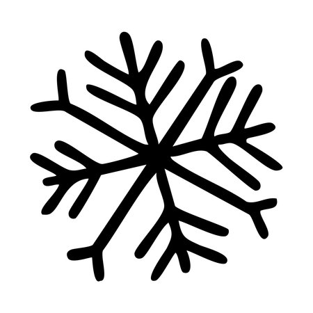 Snowflake outline festive winter icon. Doodle Christmas vector illustration on white backgroundのイラスト素材