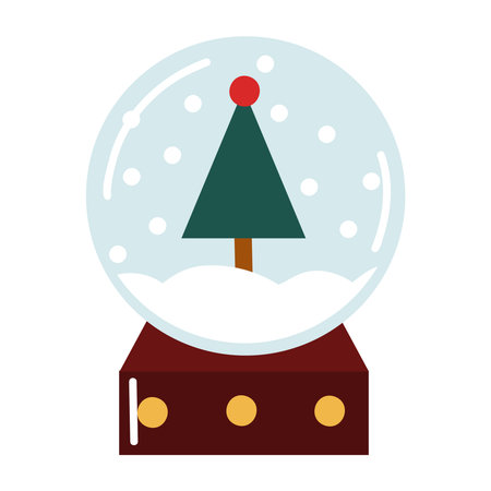 Flat style Christmas snow globe with tree. Winter icon. Hand drawn vector isolated illustration.のイラスト素材