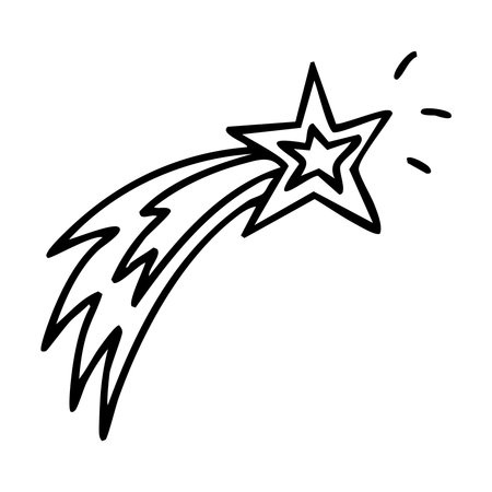 Shooting cosmic star outline icon. Hand drawn vector isolated illustration.のイラスト素材