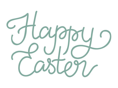 Happy Easter hand lettering. Vector isolated inscription on white backgroundのイラスト素材