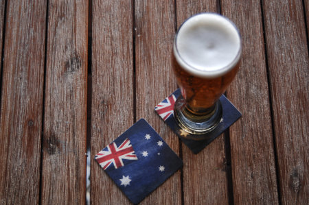 Beer on Aussie Beer Coasterの写真素材