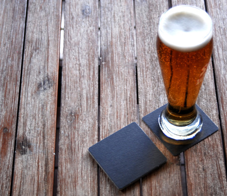 Beer with Black Coasterの写真素材