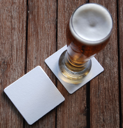 Beer with White Coasterの写真素材