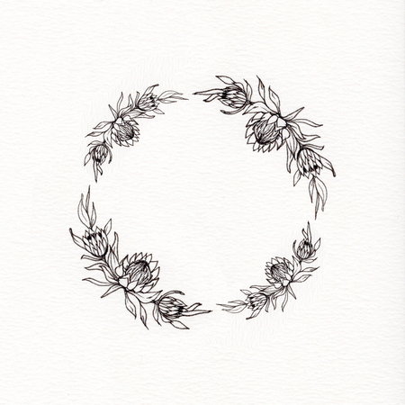 Protea flower wreathの写真素材
