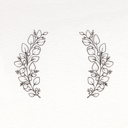 Graphic wreath with eucalyptus leavesの写真素材