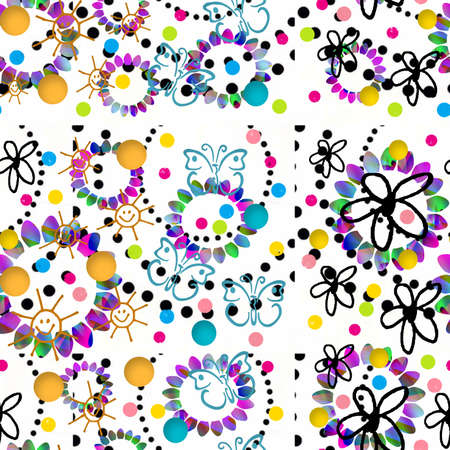 Background with flowers and circlesの写真素材