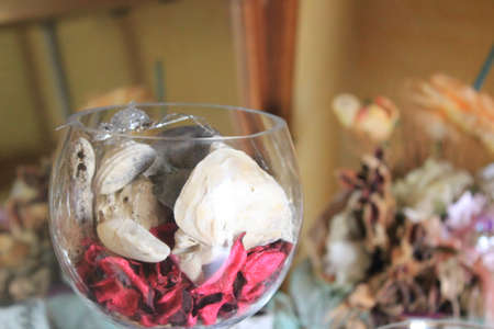 Glass vases with dried flowersの写真素材
