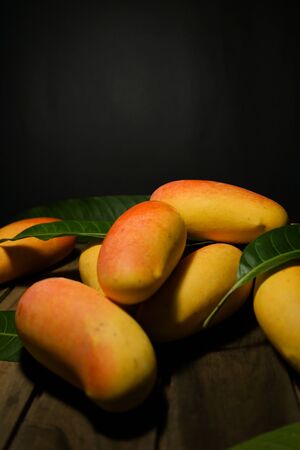 mango group on black background.の写真素材