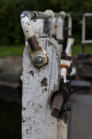 Mechanism on old wooden canal lock gate