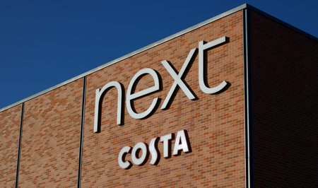 26 September 2020 - UK: Building showing Next and Costa branding with copy space