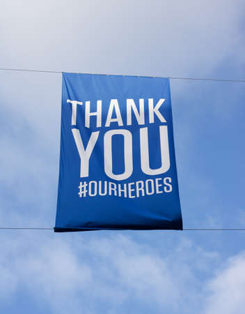 12 September 2020 - London, UK: Banner thanking NHS coronavirus covid19のeditorial素材