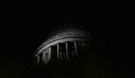 9 October 2021 - London, UK: St Pauls Cathedral against night sky