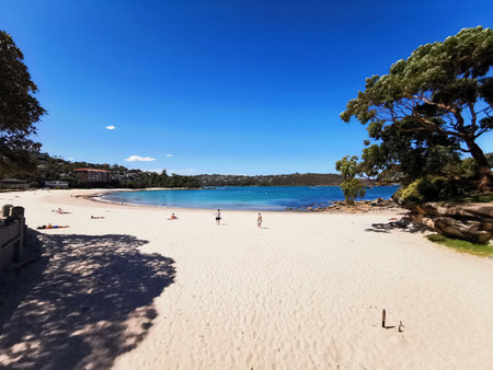 22 November 2022 - Balmoral Beach, NSW, Australia: View of sandy beach and seaのeditorial素材