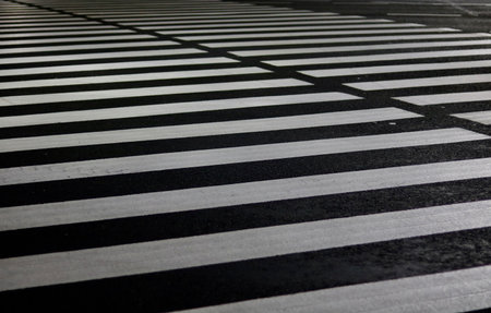 Black and white South Korean zebra crossing background with copy spaceの写真素材