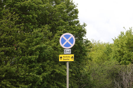 1 May 2023 - United Kingdom: Sign indicating Horlicks Quarter and End