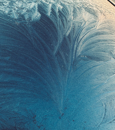 Close up of ice patterns in winter with space for copyの写真素材